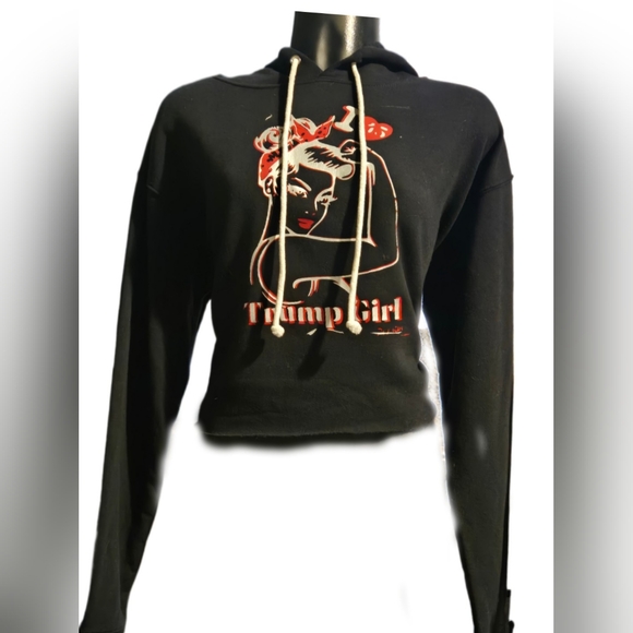 Trump Girl Cropped Hooded Sweatshirt - Picture 2 of 4